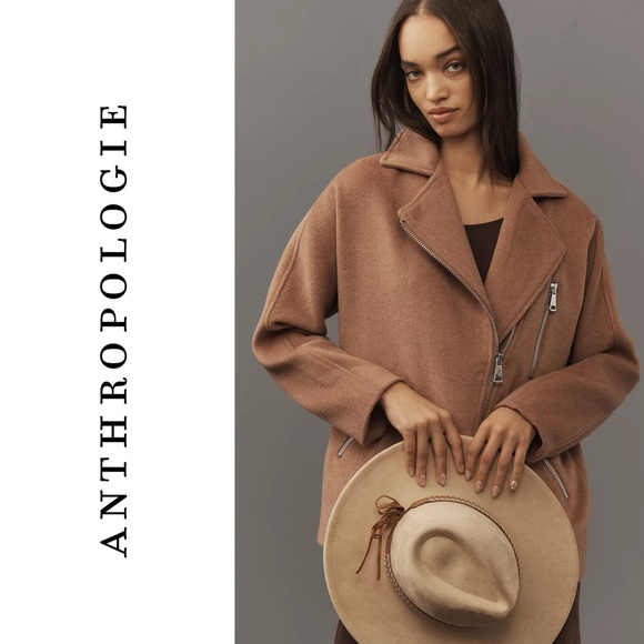 Anthropologie Maeve Longline Moto Wool-Blend Jacket XL - Picture 2 of 9